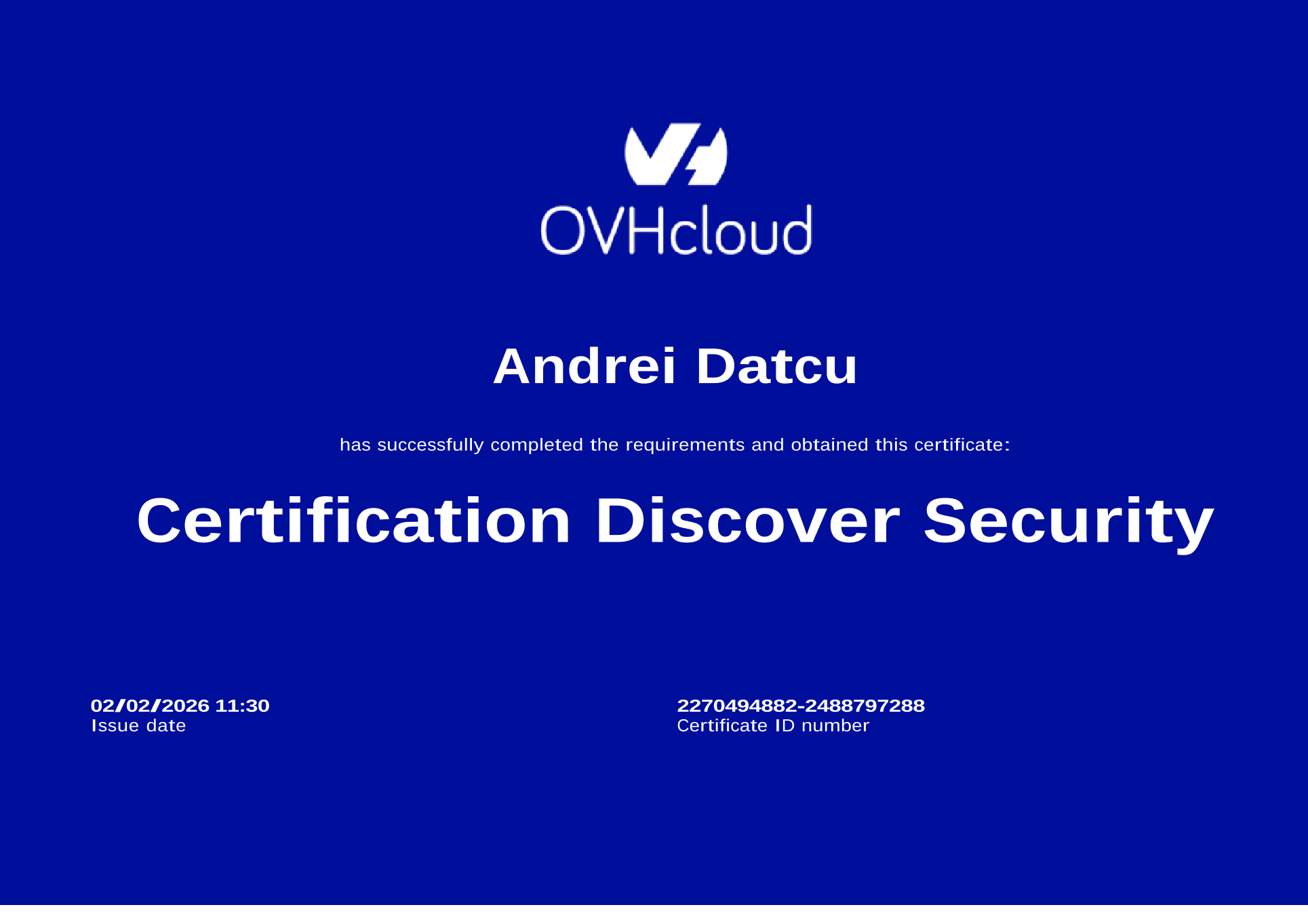 Discover Security certificate from OVHcloud